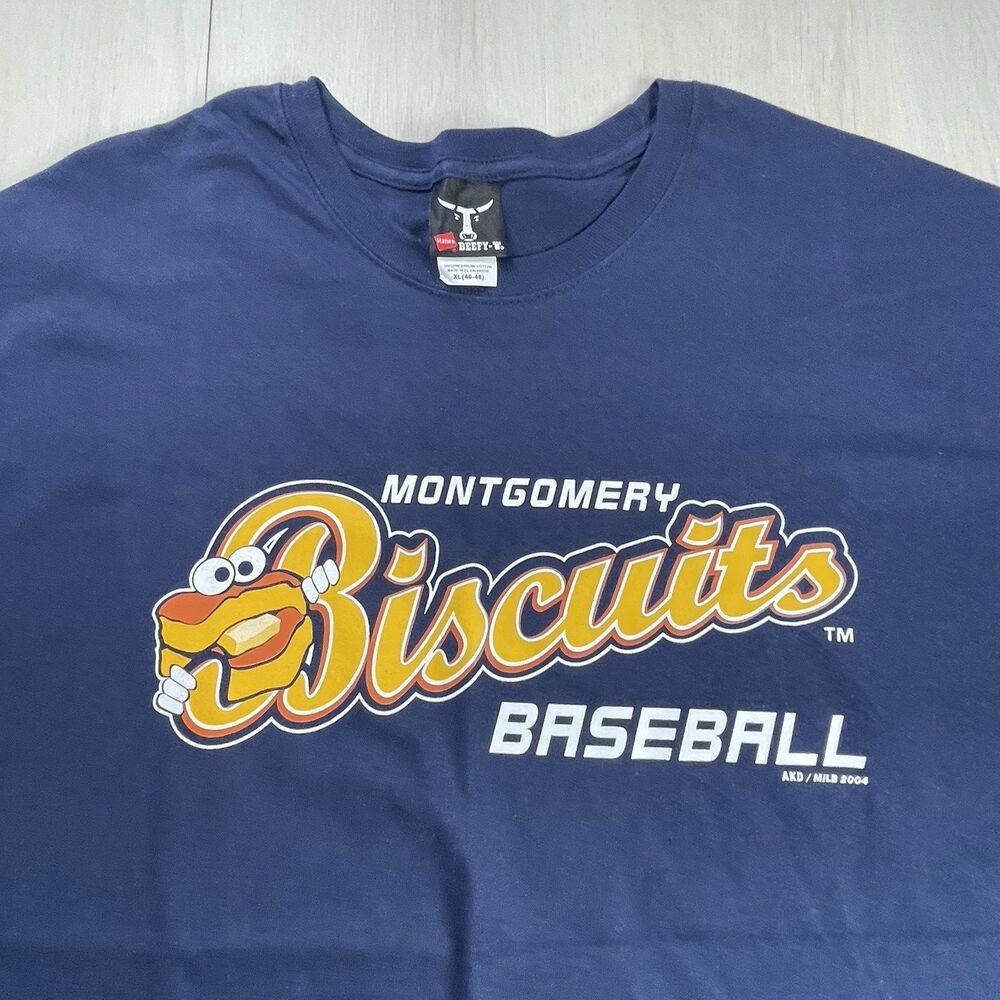 Vintage Montgomery Biscuits Shirt Men’s XL Blue 2004 MILB Baseball Minor League - Picture 2 of 10